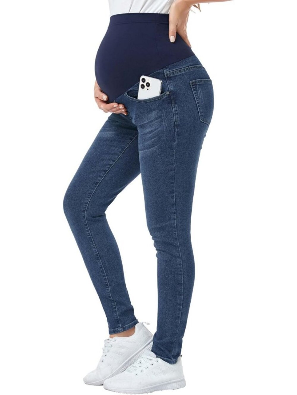 Comfy Over Belly Maternity Skinny Jeans - Stretchy Denim Pants for Pregnancy